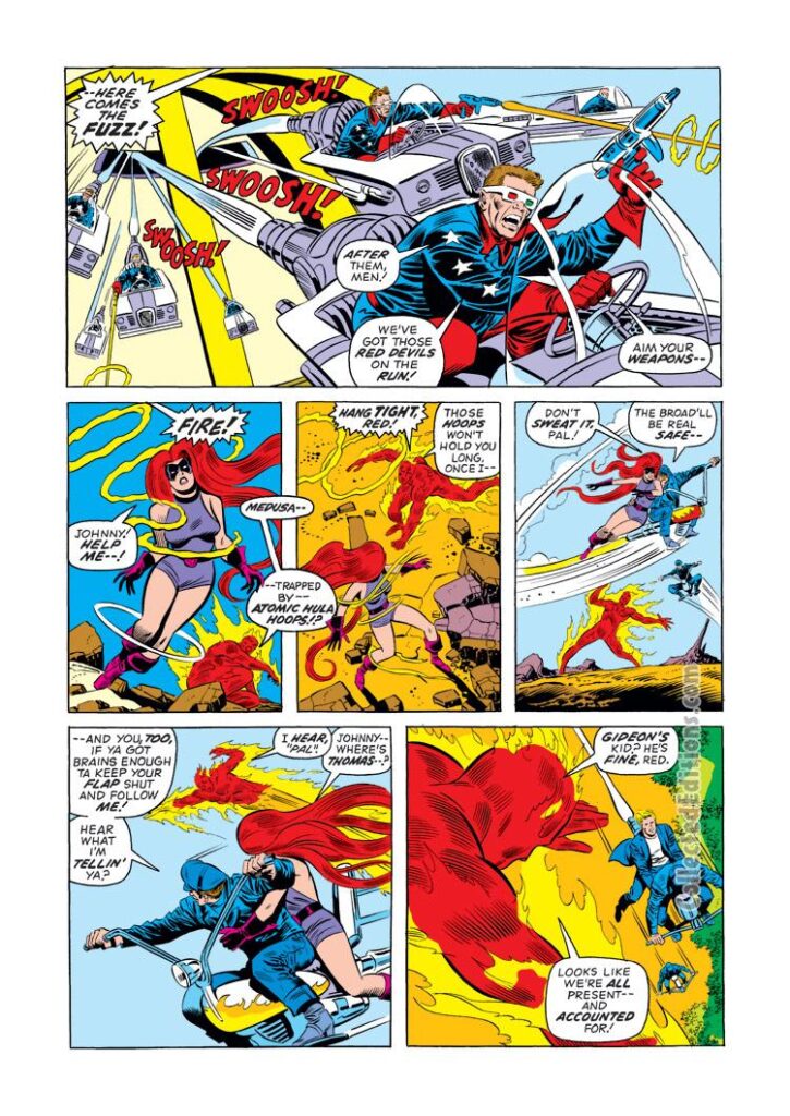 Fantastic Four #136, pg. 12; layouts, John Buscema; pencils and inks, Joe Sinnott; The Wild Ones gang, Gideon, Medusa