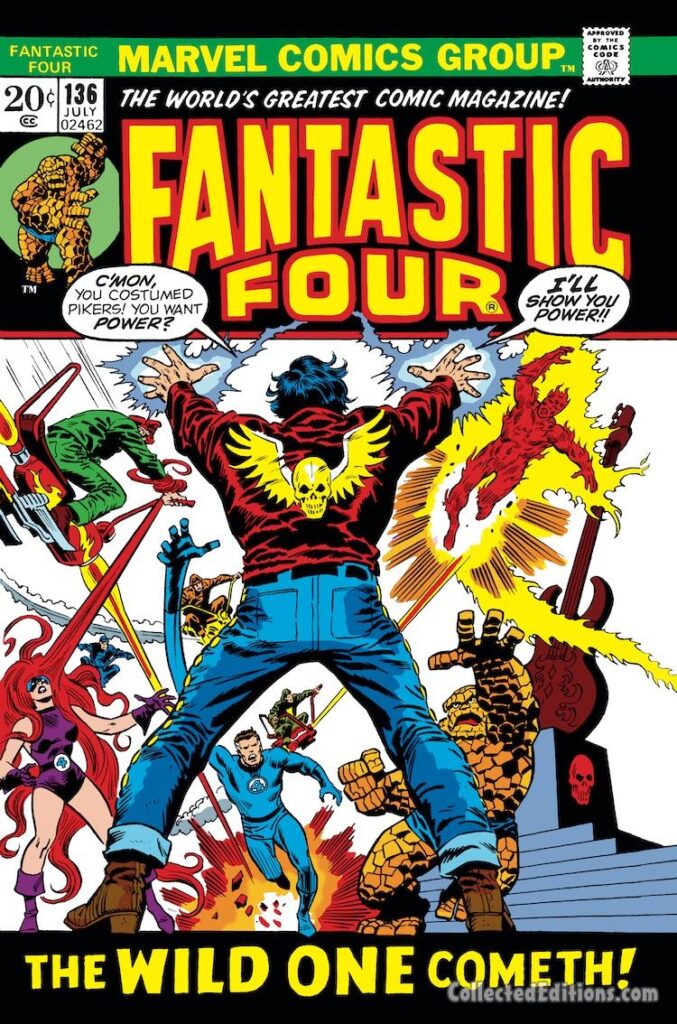 Fantastic Four #136 cover; pencils, John Buscema; inks, Frank GiacoiaFantastic Four #136 cover; pencils, John Buscema; inks, Frank Giacoia; The Wild Ones gang, The Wild One Cometh