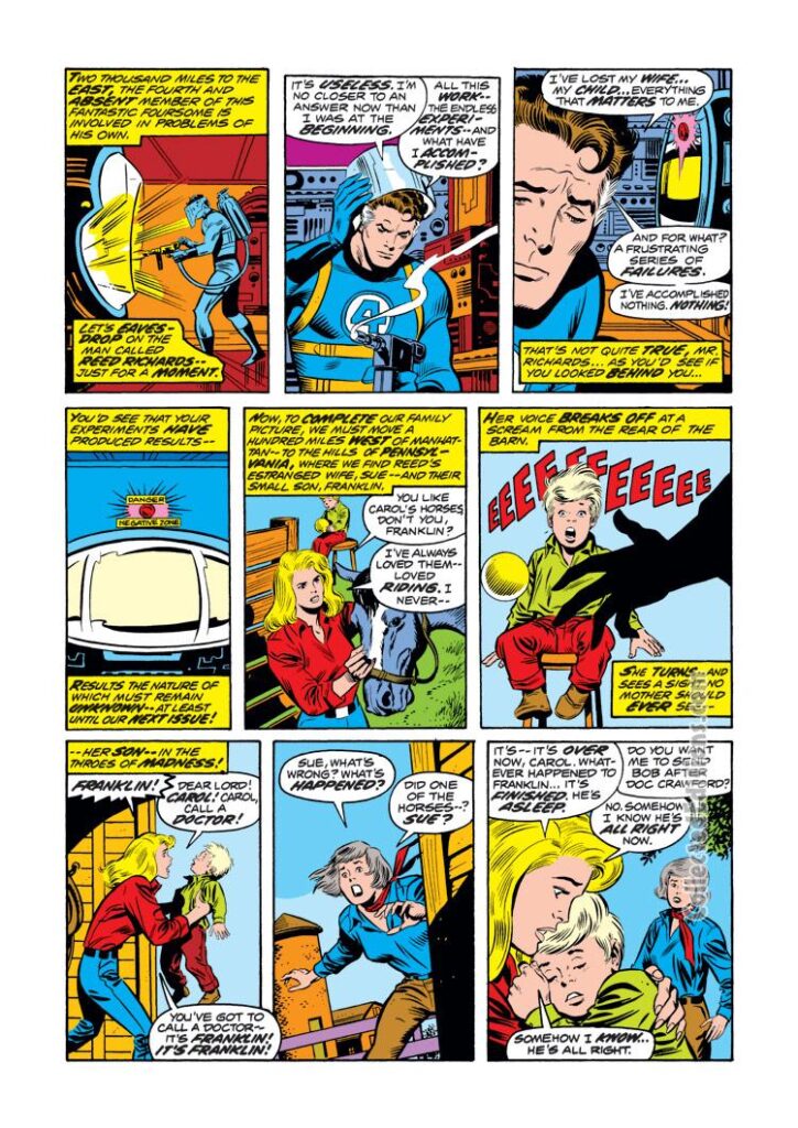 Fantastic Four #139, pg. 10; layouts, John Buscema; pencils and inks, Joe Sinnott; Franklin Richards, Carol, Susan Storm