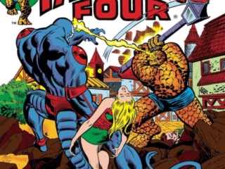 Fantastic Four #142 cover; pencils, Rich Buckler; inks, Joe Sinnott; The Coming of Darkoth the Death-Demon, Thing