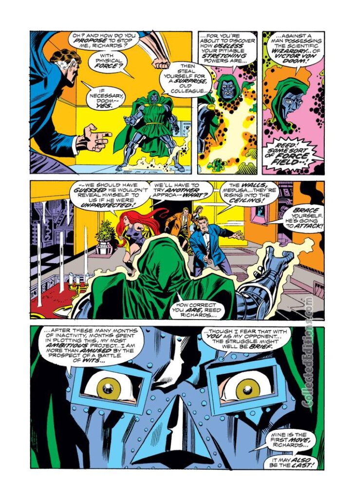 Fantastic Four #143, pg. 2; pencils, Rich Buckler; inks, Frank Giacoia; Doctor Doom; Reed Richards