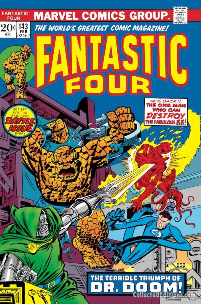 Fantastic Four #143 cover; pencils, Gil Kane; inks, Joe Sinnott; The Terrible Triumph of Dr. Doom