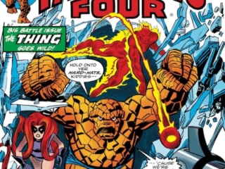 Fantastic Four #146 cover; pencils, Gil Kane; inks, Joe Sinnott; The Thing Goes Wild, Medusa, Doomsday at 200 Below