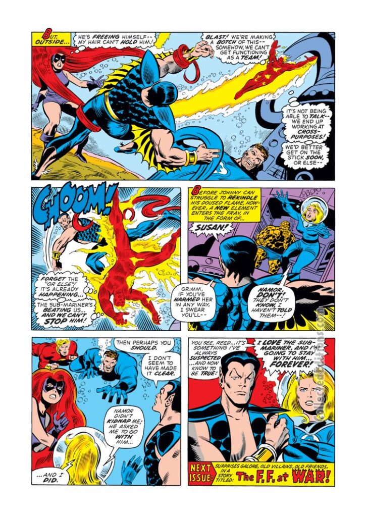Fantastic Four #147, pg. 19; pencils, Rich Buckler; inks, Joe Sinnott; Sue Storm, Prince Namor the Sub-Mariner