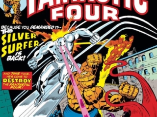 Fantastic Four #155 cover; pencils, Rich Buckler; inks, Joe Sinnott; The Silver Surfer, Human Torch