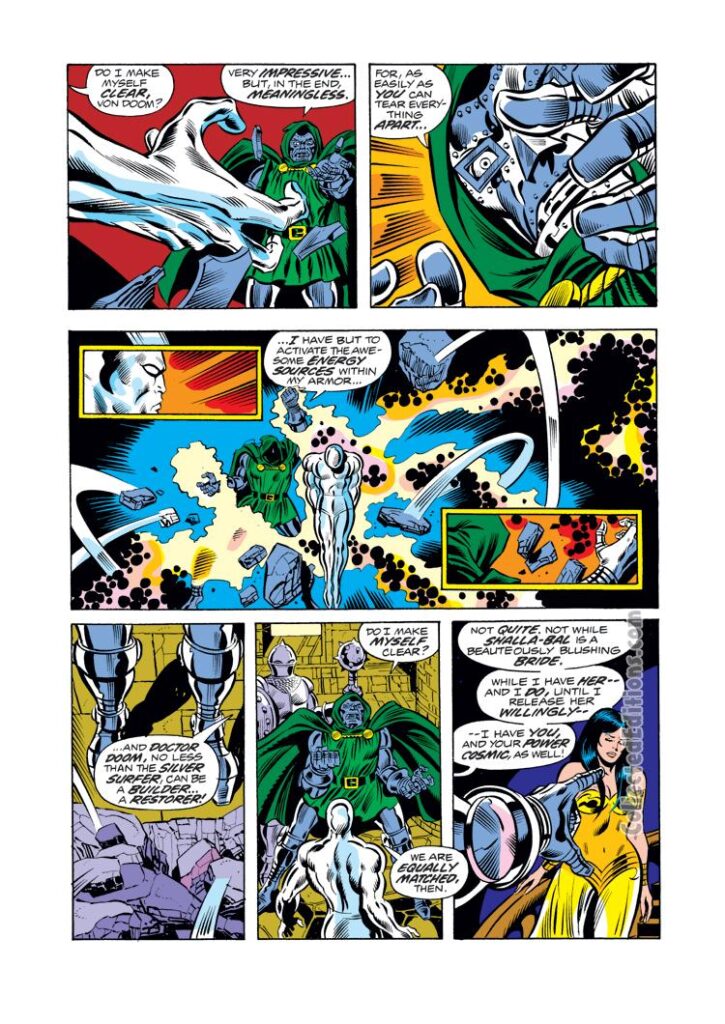 Fantastic Four #156, pg. 9; pencils, Rich Buckler; inks, Joe Sinnott; Doctor Doom, Silver Surfer, Shalla-Bal