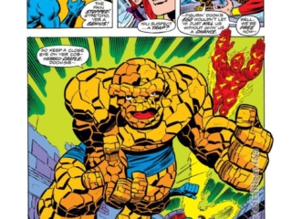 Fantastic Four #156, pg. 14; pencils, Rich Buckler; inks, Joe SinnottFantastic Four #156, pg. 14; pencils, Rich Buckler; inks, Joe Sinnott; Thing, Human Torch, Mister Fantastic, Medusa