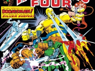 Fantastic Four #157 cover; pencils, Rich Buckler; inks, Joe Sinnottv; Doomsman, Silver Surfer, Carnage at Castle Latveria, Doctor Doom
