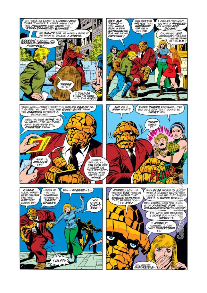 Fantastic Four #158, pg. 2; pencils, Rich Buckler; inks, Joe Sinnott; Thing, Human Torch, Crystal