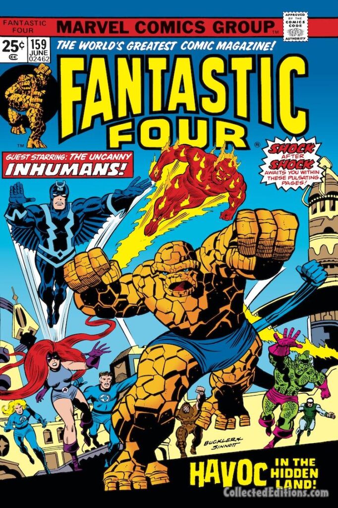 Fantastic Four #159 cover; pencils, Rich Buckler; inks, Joe SinnottFantastic Four #159 cover; pencils, Rich Buckler; inks, Joe Sinnott; Havoc in the Hidden Land, Duo-Tang folder artwork cover, Uncanny Inhumans, Triton