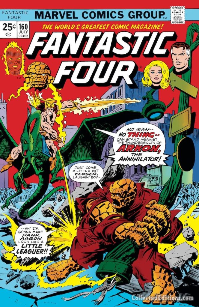 Fantastic Four #160 cover; pencils, Gil Kane; inks, Al Milgrom; Thing, Arkon the Annihilator