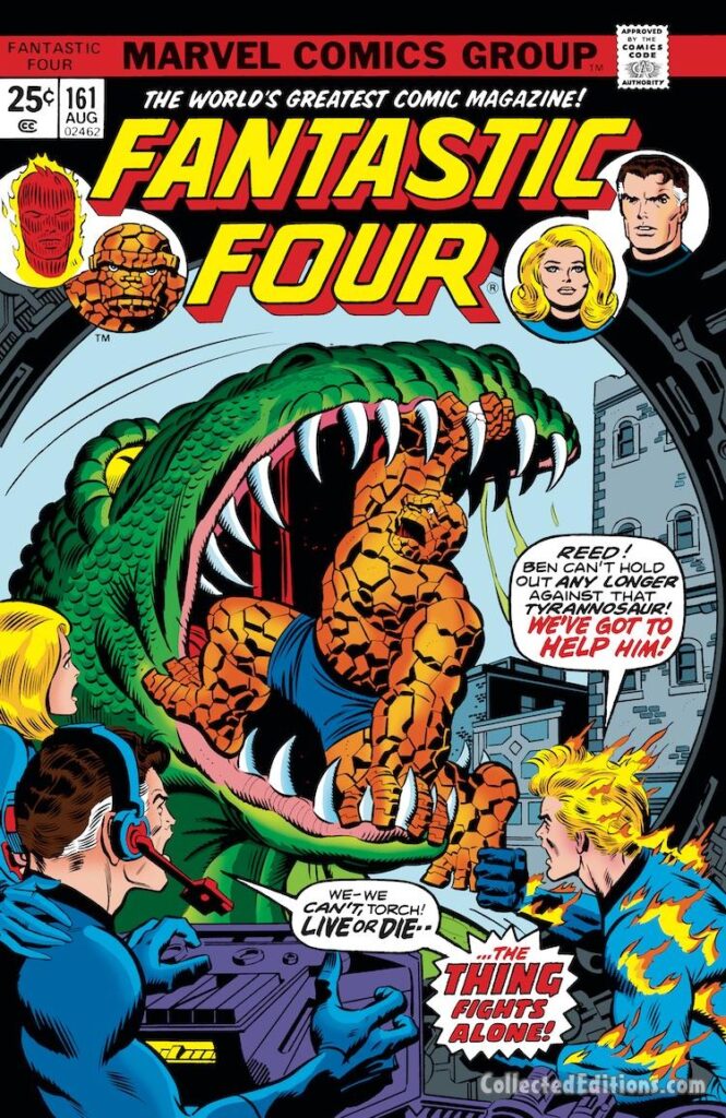 Fantastic Four #161 cover; pencils, Rich Buckler; inks, Joe Sinnott; Thing, Tyrannosaur, The Thing Fights Alone