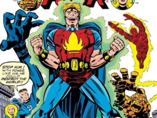 Fantastic Four #164 cover; pencils, Jack Kirby; inks, Joe Sinnott; The Coming of the Crusader, Robert Grayson, Marvel Boy