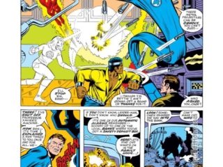 Fantastic Four #168, pg. 11; layouts, Rich Buckler; pencils and inks, Joe Sinnott; Mister Fantastic, Human Torch, Luke Cage