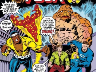 Fantastic Four #168 cover; pencils, Rich Buckler; inks, Joe Sinnott; Luke Cage/Power Man joins the FF, Ben Grimm