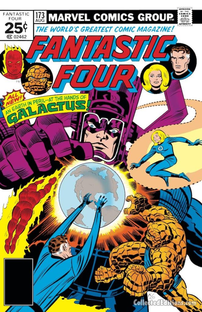 Fantastic Four #173 cover; pencils, Jack Kirby; inks, Joe Sinnott; Galactus