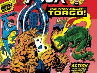 Fantastic Four #174 cover; pencils, Jack Kirby; inks, Frank Giacoia; The Titan Called Torgo, High Evolutionary, Thing