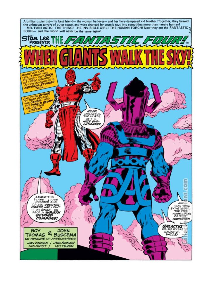 Fantastic Four #175, pg. 1; pencils and inks, John Buscema; When Giants Walk the Sun, Galactus, High Evolutionary