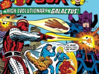 Fantastic Four #175 cover; pencils, Jack Kirby; inks, Joe Sinnott; High Evolutionary vs. Galactus
