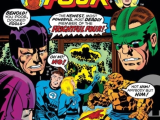 Fantastic Four #177 cover; pencils, Jack Kirby; inks, Joe Sinnott; The Frightful Four, Sandman, Wizard, Trapster, New member