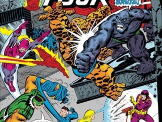 Fantastic Four #178 cover; pencils, John Romita Sr.; inks, Joe Sinnott; Showdown with the Frightful Four, The Brute, Trapster, Wizard, Sandman