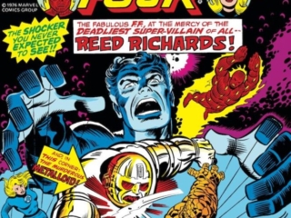 Fantastic Four #179 cover; pencils, Al Milgrom; inks, Joe Sinnott; Metalloid, first appearance, Reed Richards super-villain