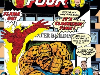 Fantastic Four #181 cover; pencils, Jack Kirby; inks, Joe Sinnott; Flame On, It's Clobberin' Time, Baxter Building