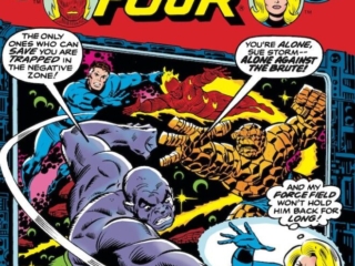Fantastic Four #182 cover; pencils, Ron Wilson; inks, Joe Sinnott; Invisible Girl/Sue Storm, The Brute, Negative Zone
