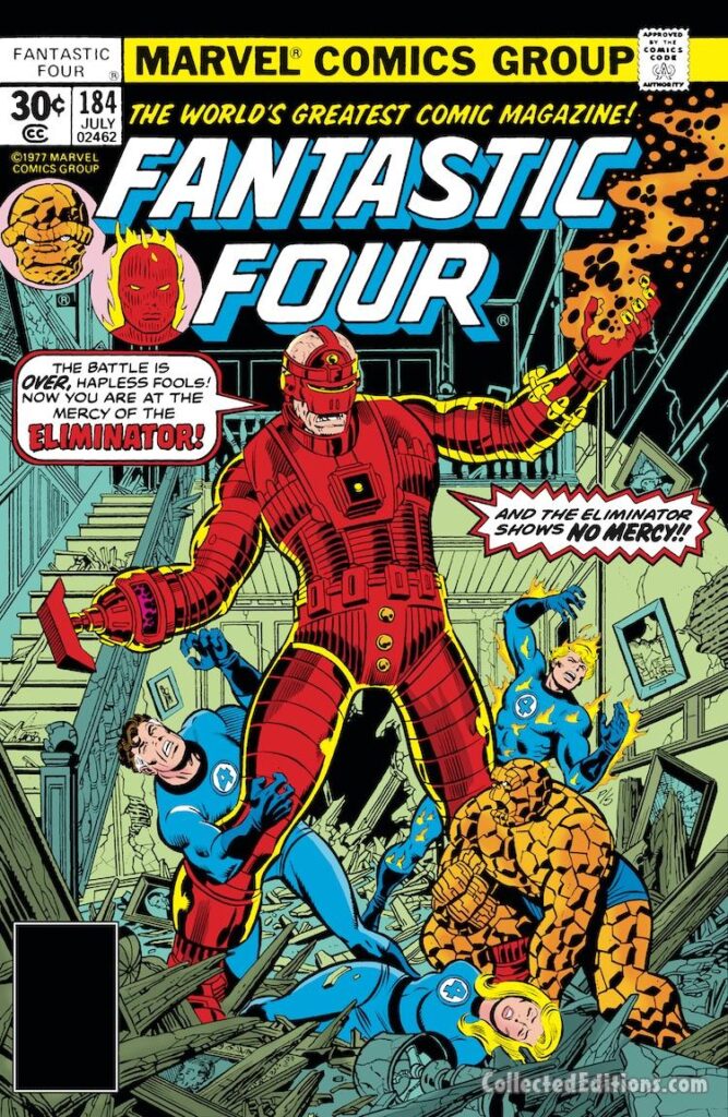 Fantastic Four #184 cover; pencils, George Pérez; inks, Joe Sinnott; The Eliminator, first appearance