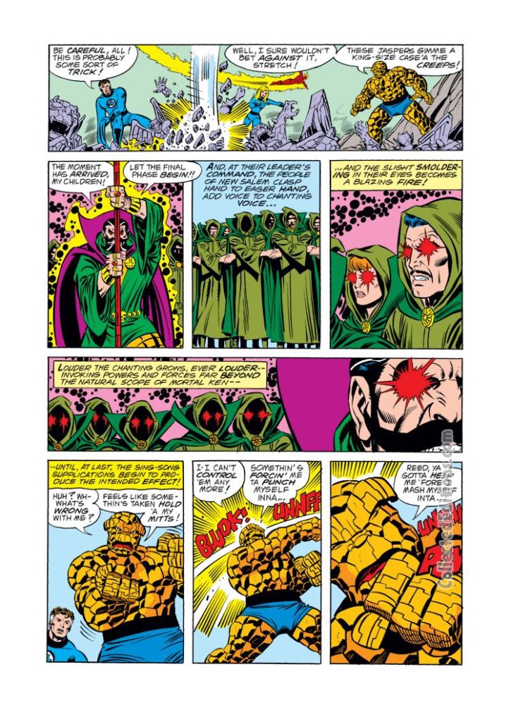 Fantastic Four #185, pg. 15; layouts, George Pérez; pencils and inks, Joe Sinnott; Nicolas Scratch, Salem&#039;s Seven, Thing