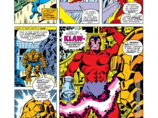 Fantastic Four #187, pg. 5; layouts, George P&eacute;rez; pencils and inks, Joe Sinnott; Klaw Master of Sound, Thing