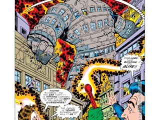 Fantastic Four #188, pg. 7; layouts, George P&eacute;rez; pencils and inks, Joe Sinnott; Molecule Man, Reed Richards, splash page