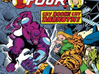 Fantastic Four #193 cover; pencils, Keith Pollard; inks, Joe Sinnott; Cry Doom Cry Darkoth, Ben Grimm/The Thing, Alicia Masters