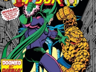 Fantastic Four #194 cover; pencils and inks, George P&eacute;rez; Diablo, Thing/Ben Grimm, Darkoth