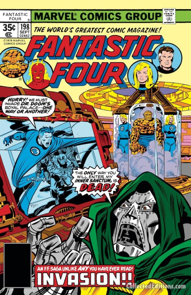 Fantastic Four #198 cover; pencils, John Buscema; inks, Joe Sinnott; Dr. Doom, Invasion