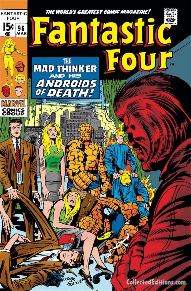 Fantastic Four #96 cover; pencils, Jack Kirby; inks, John Verpoorten; The Mad Thinker and His Androids of DeathFantastic Four #96 cover; pencils, Jack Kirby; inks, John Verpoorten; The Mad Thinker and His Androids of Death