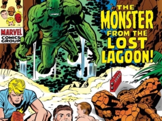 Fantastic Four #97 cover; pencils, Jack Kirby; inks, John Verpoorten; The Monster from the Lost Lagoon, first appearance