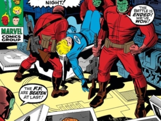 Fantastic Four #101 cover; pencils, Jack Kirby; inks, Joe Sinnott; The FF Are Beaten At Last; Thing, Crystal in coffins; Shock Follows Shock as Death Strikes at Night