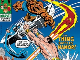 Fantastic Four #103 cover; pencils, John Romita Sr.; inks, John Verpoorten; The Thing Battles Namor, It's Clobberin' Time