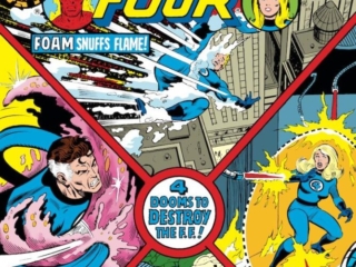 Fantastic Four #201 cover; pencils, Keith Pollard; inks, Joe Sinnott; 4 Dooms to Destroy the FF