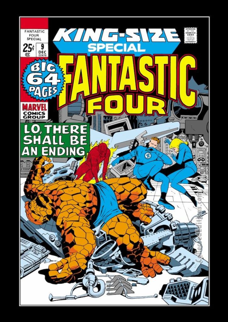 Fantastic Four Annual #9 cover; pencils, Jack Kirby; inks, Vince Colletta; Lo There Shall be an Ending, King-Size Special, Reprint issue