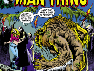 Fear #14 cover; pencils and inks, Alan Weiss; Adventure Into, Man-Thing, Plague of the Demon-Cult, Come forth, ye who dwell within the swamp or the girl&rsquo;s life is forfeit; Jennifer Kale