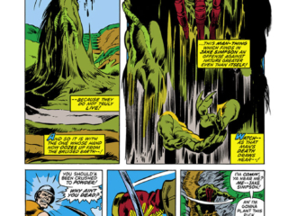 Fear #16, pg. 17; pencils, Val Mayerik; inks, Sal Trapani, Man-Thing, Ted Sallis, Jake Simpson