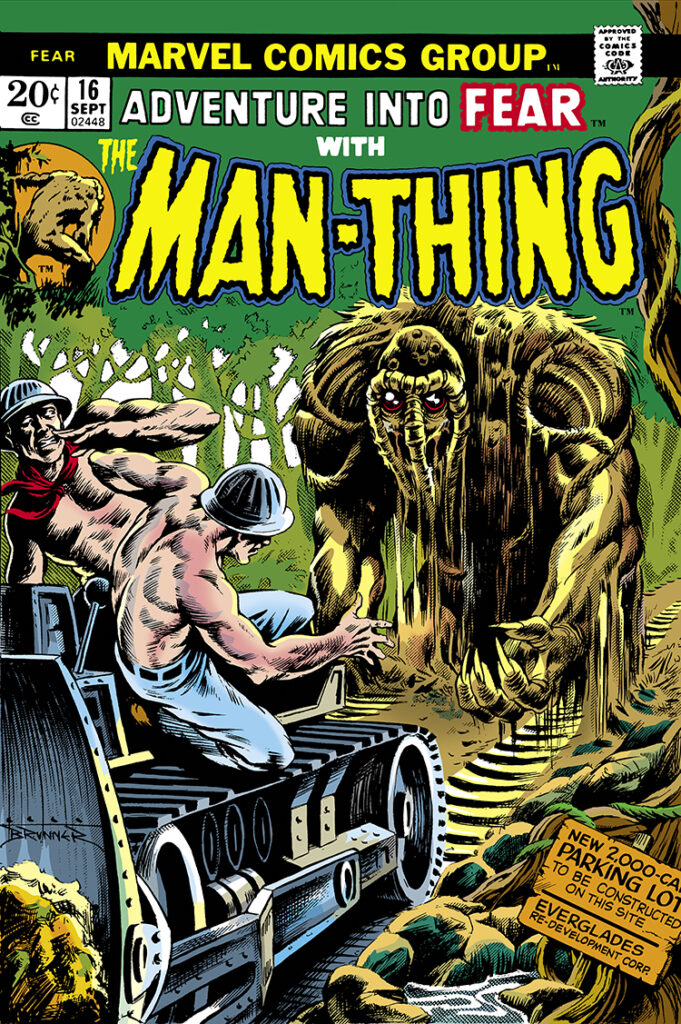 Fear #16 cover; pencils and inks, Frank Brunner; Adventure Into, Man-Thing, Everglades Swamp, Ted Sallis