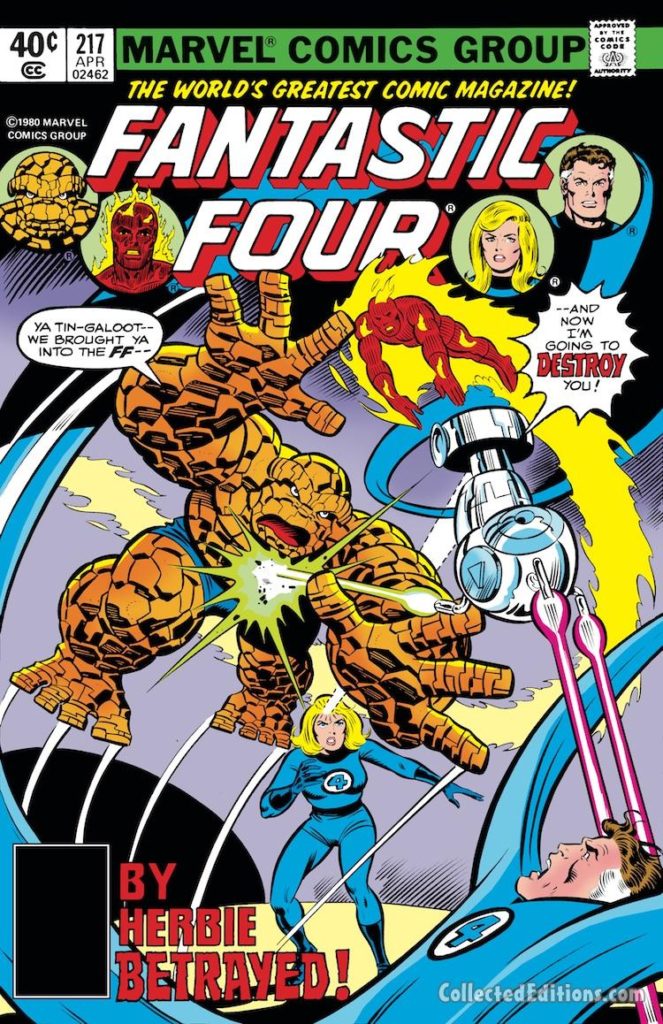 Fantastic Four #217 cover; pencils and inks, Joe Sinnott; Herbie the Robot