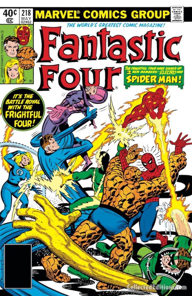 Fantastic Four #218 cover; pencils, Al Milgrom; inks, Joe Sinnott; Frightful Four