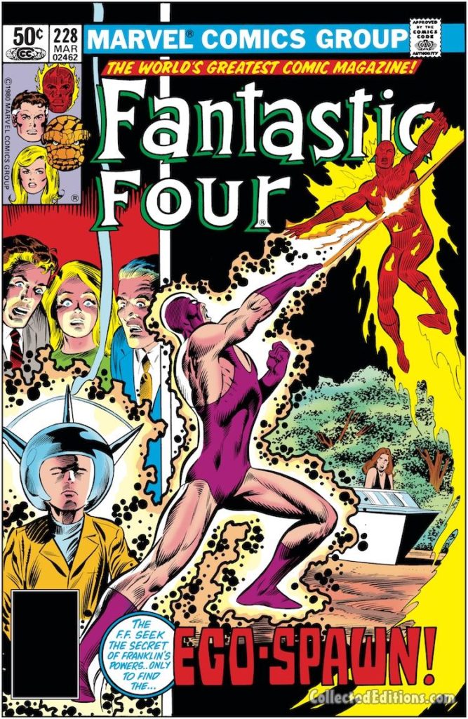 Fantastic Four #228 cover; pencils, Bill Sienkiewicz; inks, Joe Sinnott; Ego-Spawn