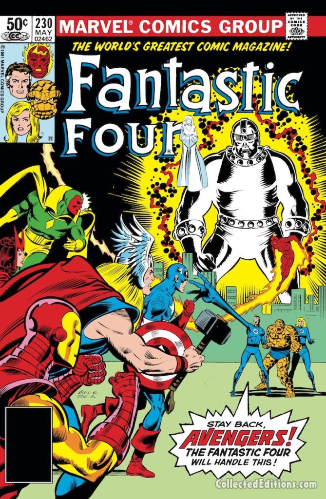 Fantastic Four #230 cover; pencils, Bill Sienkiewicz; inks, Joe Sinnott; Avengers