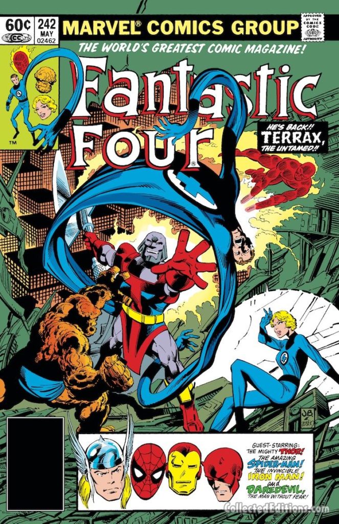 Fantastic Four #242 cover; pencils, John Byrne; inks, Terry Austin; Terrax