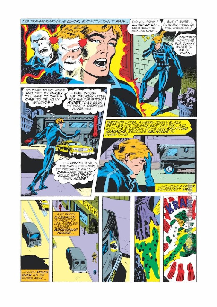 Ghost Rider #23, pg. 4; pencils, Don Heck; inks, Don Newton; Johnny Blaze